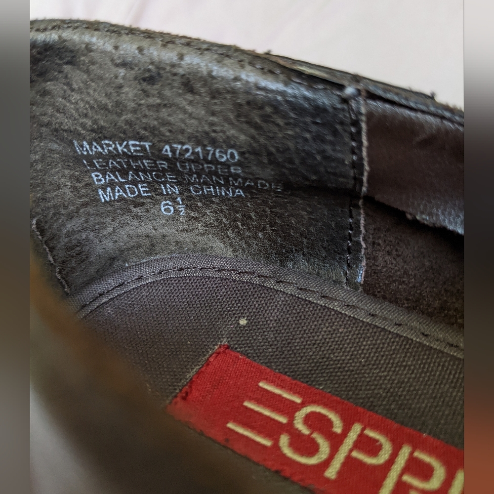 Vintage Espirit Y2K chunky brown leather loafers heels 6.5 90s academia platform - Picture 10 of 11